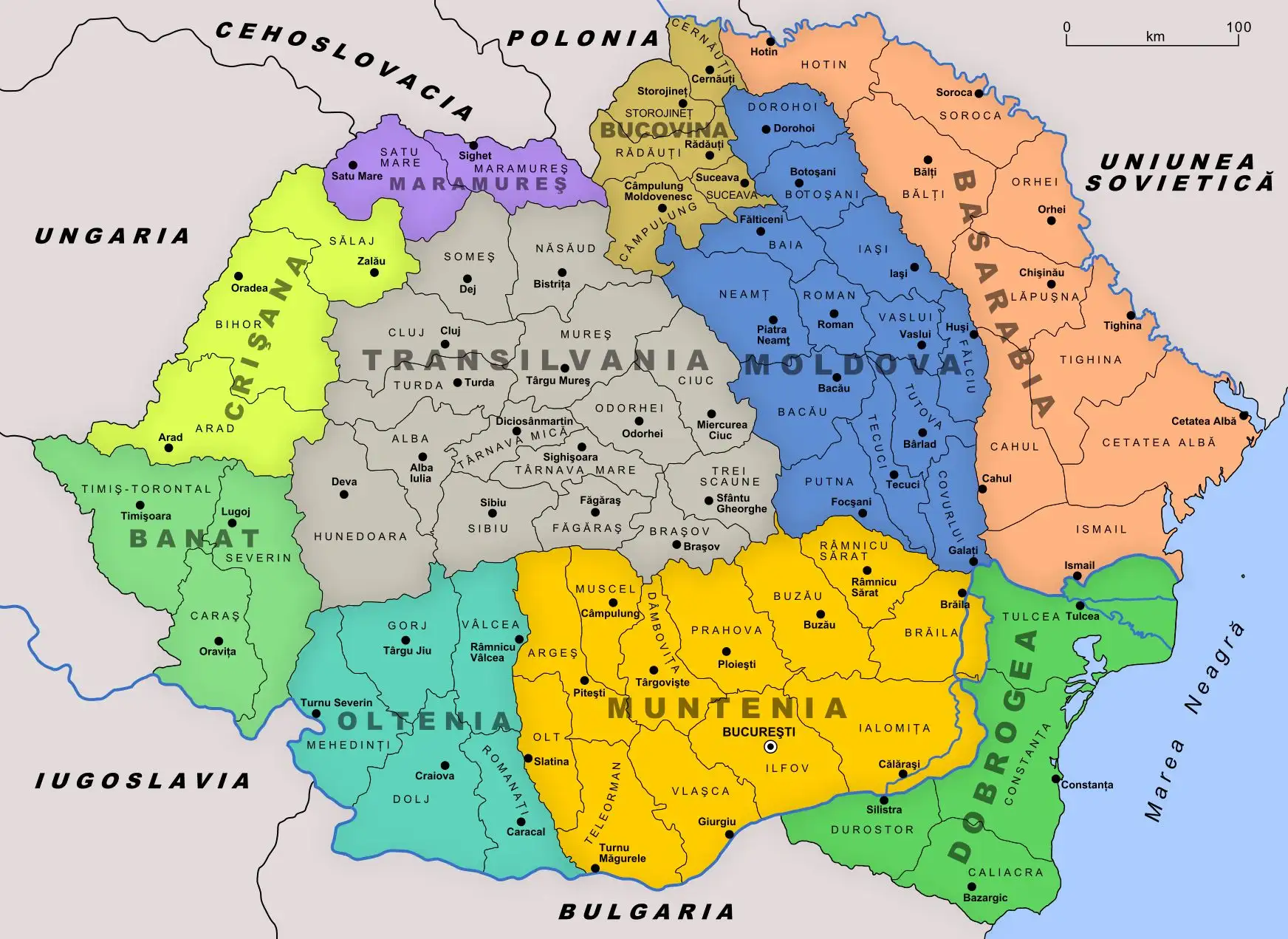 Карта на Велика Румъния